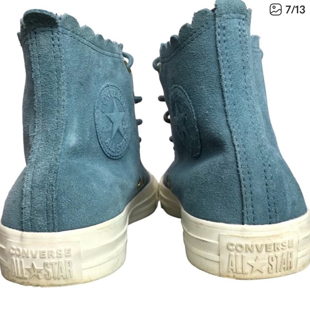 MOVING SALE!  Chuck Taylor All Star Blue Frilly Thrills Sneakers 8.5/39 - Picture 6 of 9